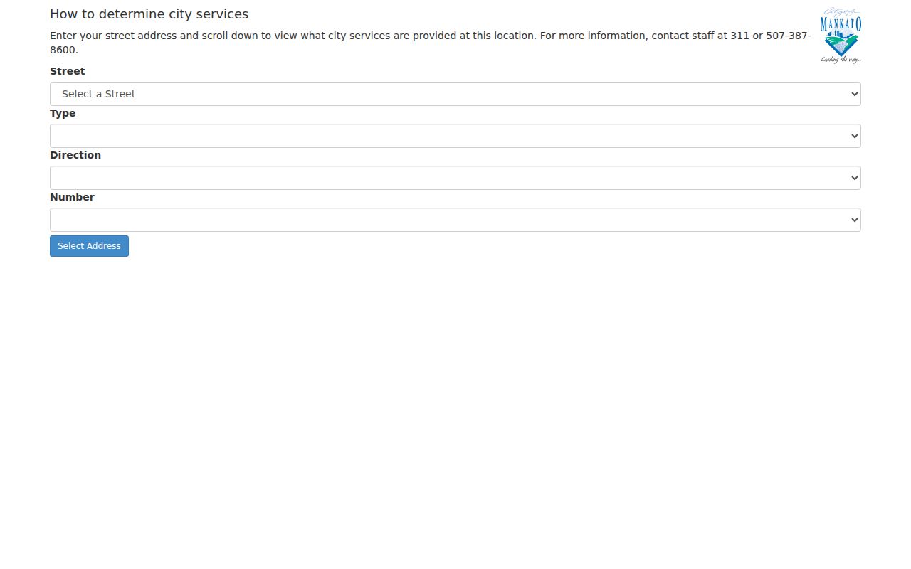 Mankato block lookup city address civic context