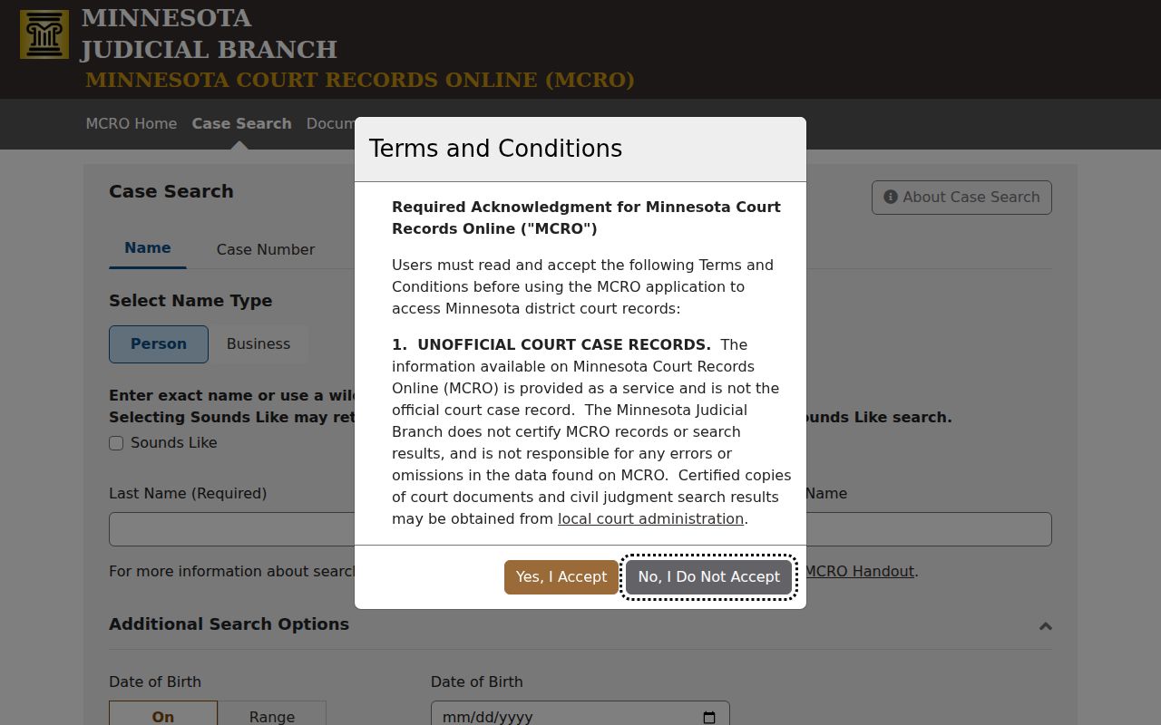 Mankato residents directory Minnesota Court Records Online Blue Earth search controls